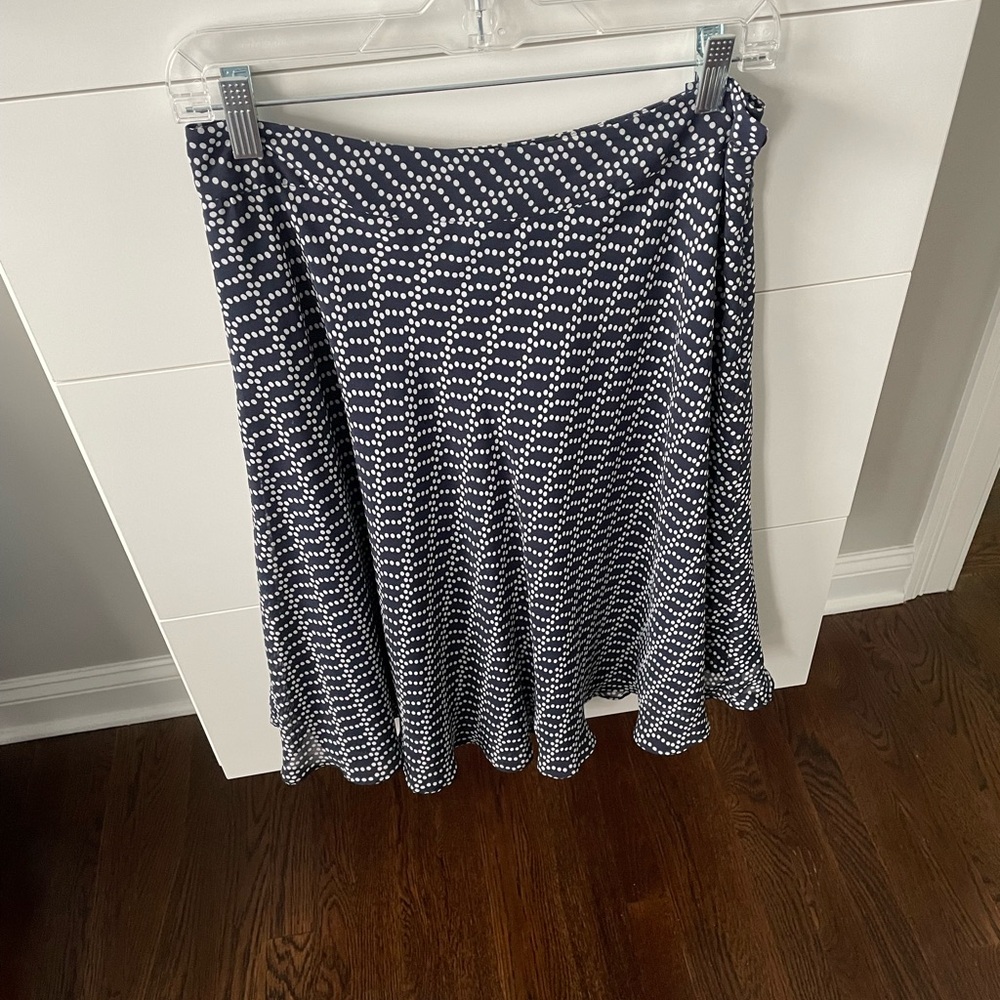 Ann Klein Navy Polka Dot Fit and Flare Skirt